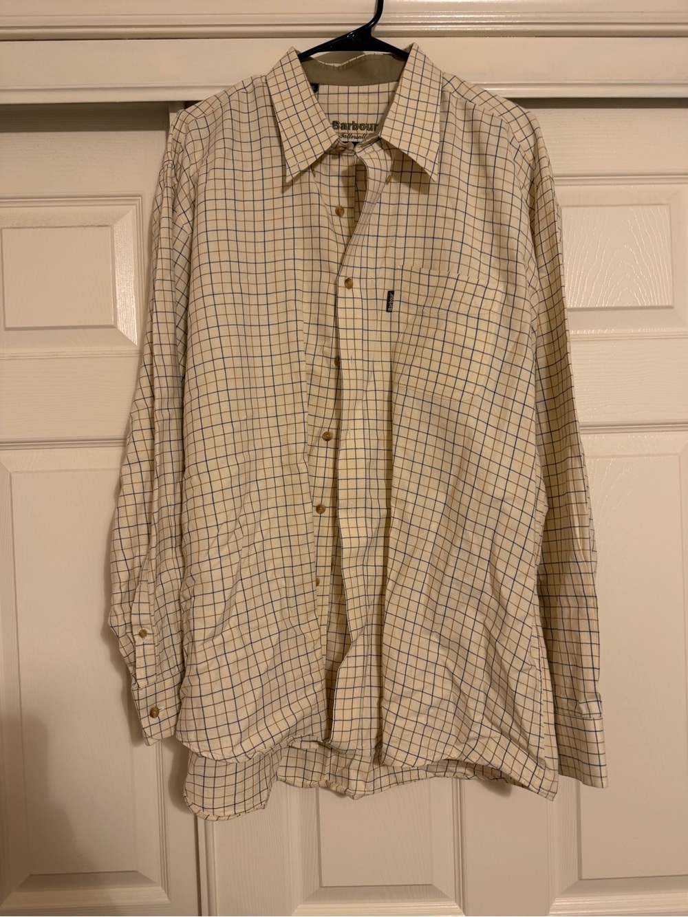 Barbour Button Down Shirt Comfort Fit Tattersall Check Insulated Mens Sz XL